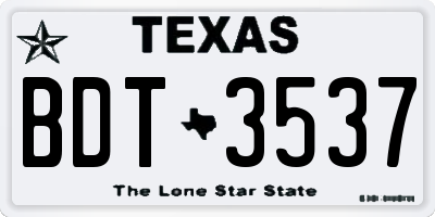 TX license plate BDT3537