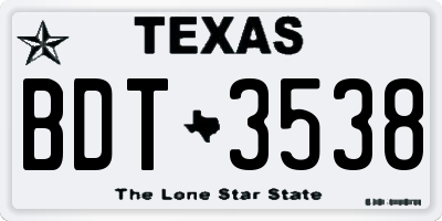 TX license plate BDT3538