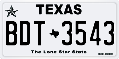 TX license plate BDT3543