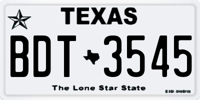 TX license plate BDT3545