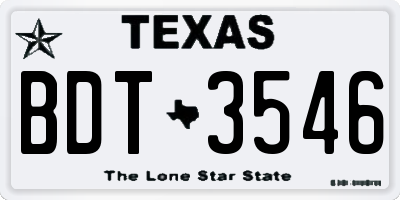 TX license plate BDT3546