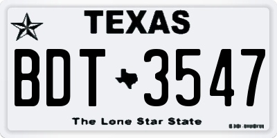TX license plate BDT3547