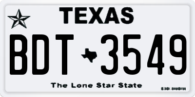TX license plate BDT3549