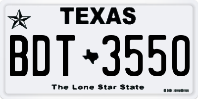 TX license plate BDT3550