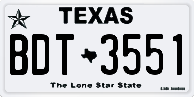 TX license plate BDT3551