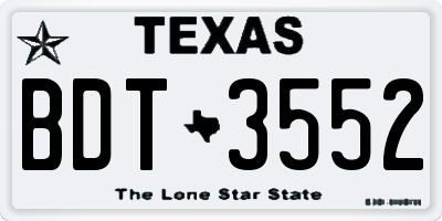 TX license plate BDT3552