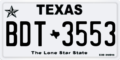 TX license plate BDT3553
