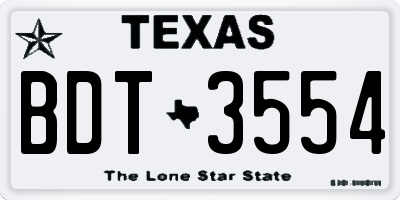 TX license plate BDT3554