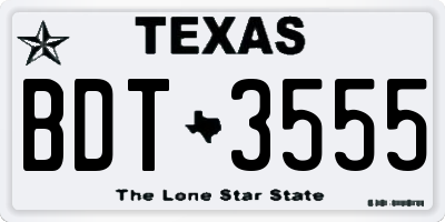 TX license plate BDT3555