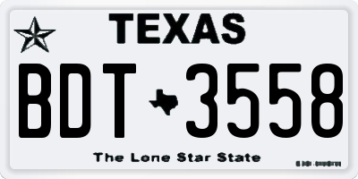 TX license plate BDT3558