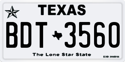 TX license plate BDT3560