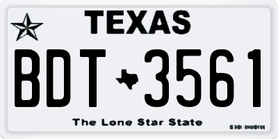 TX license plate BDT3561