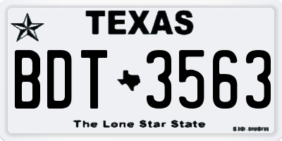 TX license plate BDT3563