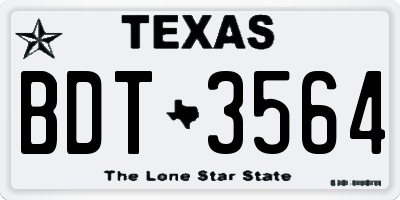 TX license plate BDT3564
