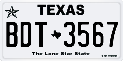 TX license plate BDT3567
