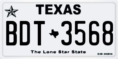 TX license plate BDT3568