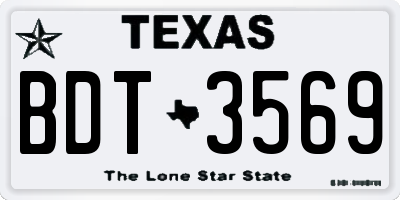 TX license plate BDT3569