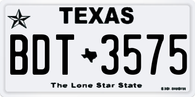 TX license plate BDT3575