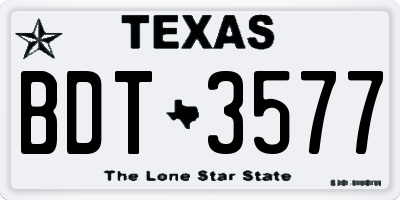 TX license plate BDT3577