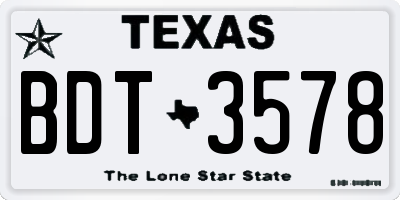 TX license plate BDT3578