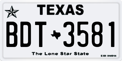 TX license plate BDT3581