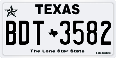 TX license plate BDT3582
