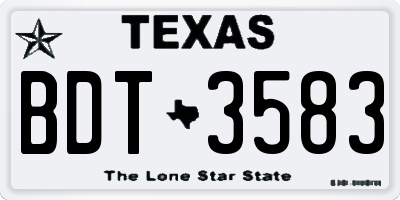 TX license plate BDT3583