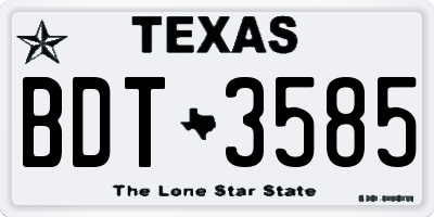 TX license plate BDT3585