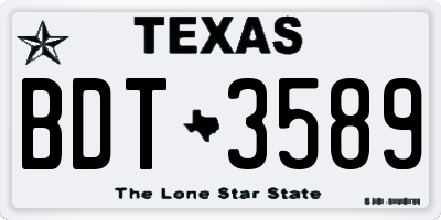 TX license plate BDT3589