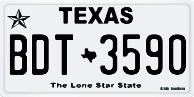 TX license plate BDT3590