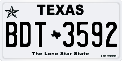 TX license plate BDT3592