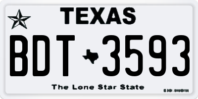 TX license plate BDT3593