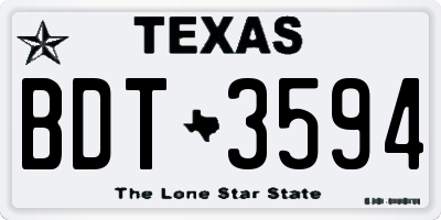 TX license plate BDT3594