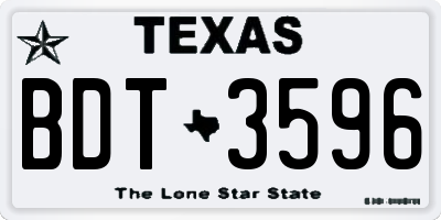 TX license plate BDT3596