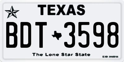 TX license plate BDT3598