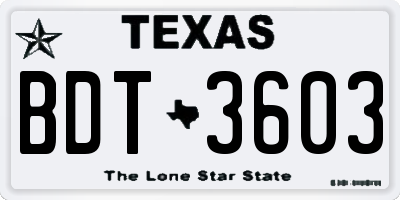 TX license plate BDT3603