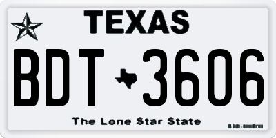TX license plate BDT3606