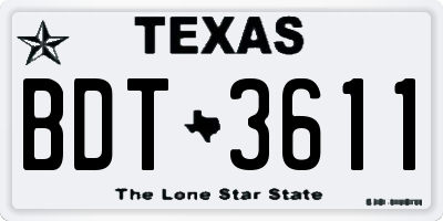TX license plate BDT3611