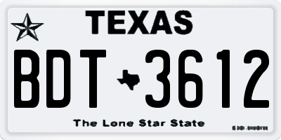 TX license plate BDT3612