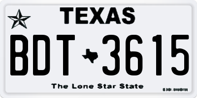 TX license plate BDT3615