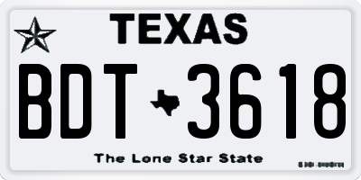 TX license plate BDT3618