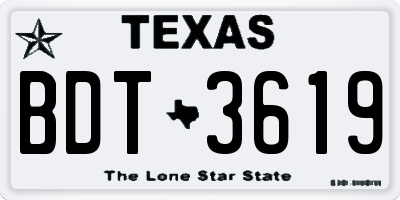 TX license plate BDT3619