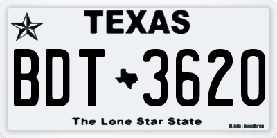 TX license plate BDT3620