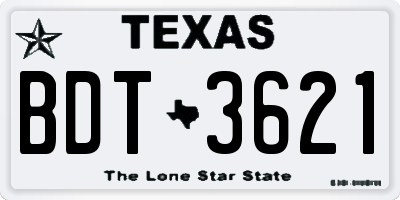 TX license plate BDT3621