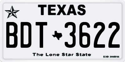 TX license plate BDT3622