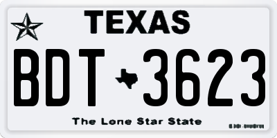 TX license plate BDT3623