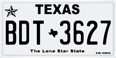 TX license plate BDT3627