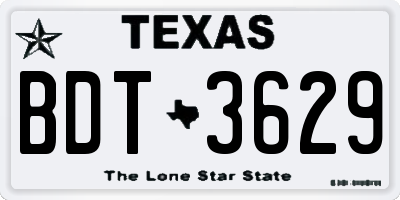 TX license plate BDT3629