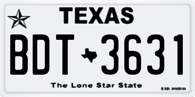 TX license plate BDT3631