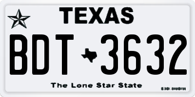 TX license plate BDT3632